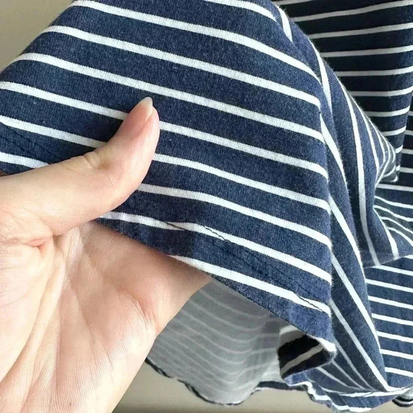 American Eagle Outfitters Blue and White Fit & Flare Dress w/ Crossed Open Back - Picture 8 of 16